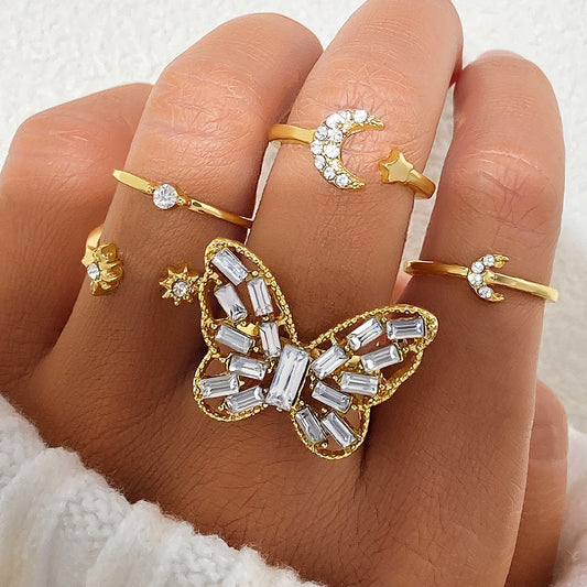 Butterfly Rings Vintage Geometric Metal Set Jewelry - Shuntia Symonette