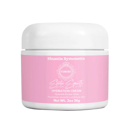 Jar of Shuntia Symonette Feminine Hydration Cream on a white background