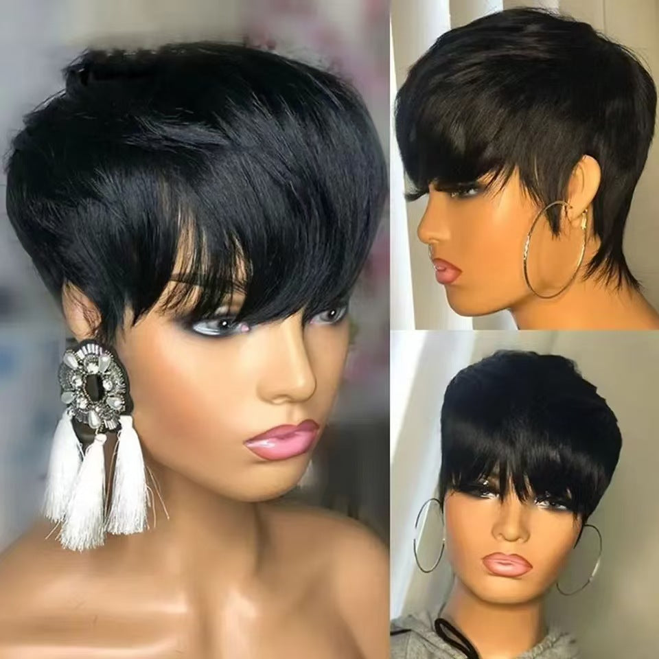 Cashmere Layla Short Straight Wig Women's Short Hair Head Cover Real Human Hair - Shuntia Symonette