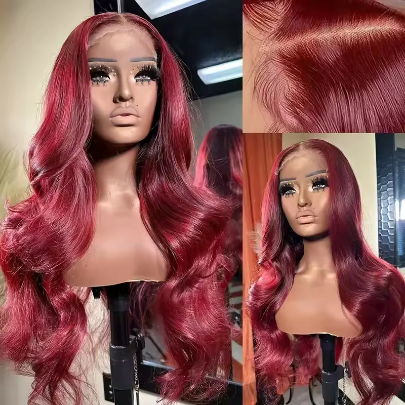 Cashmere Nia Body Wave Human Hair Wig 13x4 HD Burgundy Lace Front Wig Human Hair With Aligned Cuticle Brazilian Wig - Shuntia Symonette