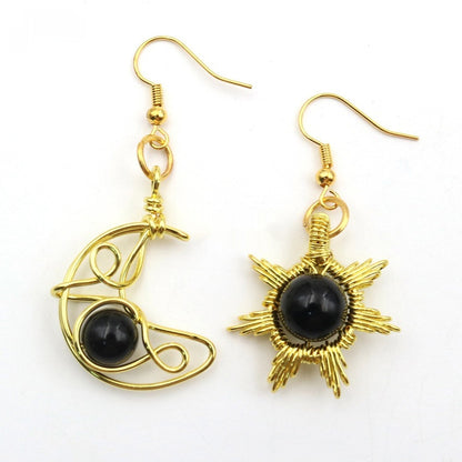 Asymmetric Sun Moon Earrings - Shuntia Symonette