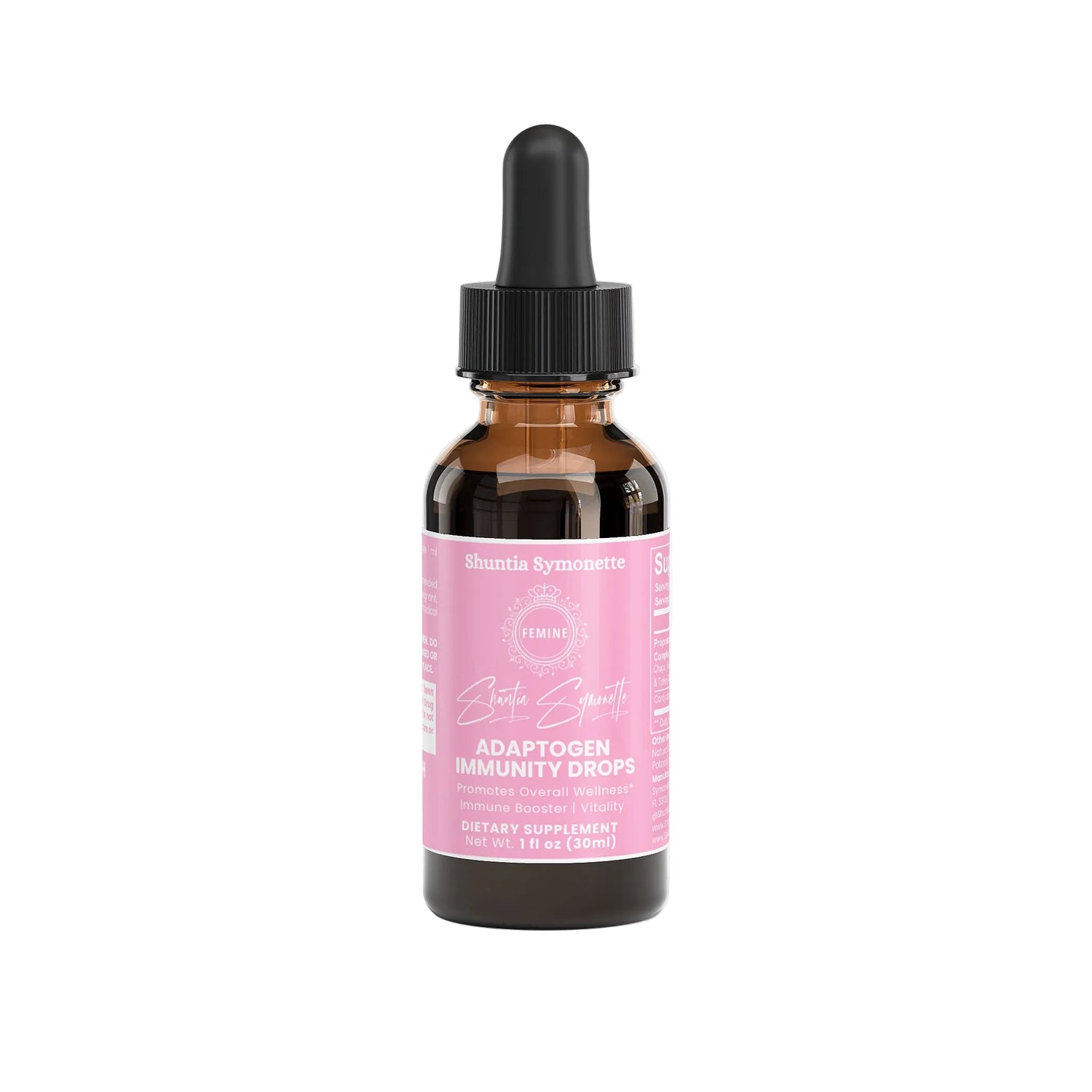 Adaptogen immunity drops by Shuntia Symonette with chaga reishi cordyceps turkey tail mushroom blend for immune support energy wellness supplement liquid drops