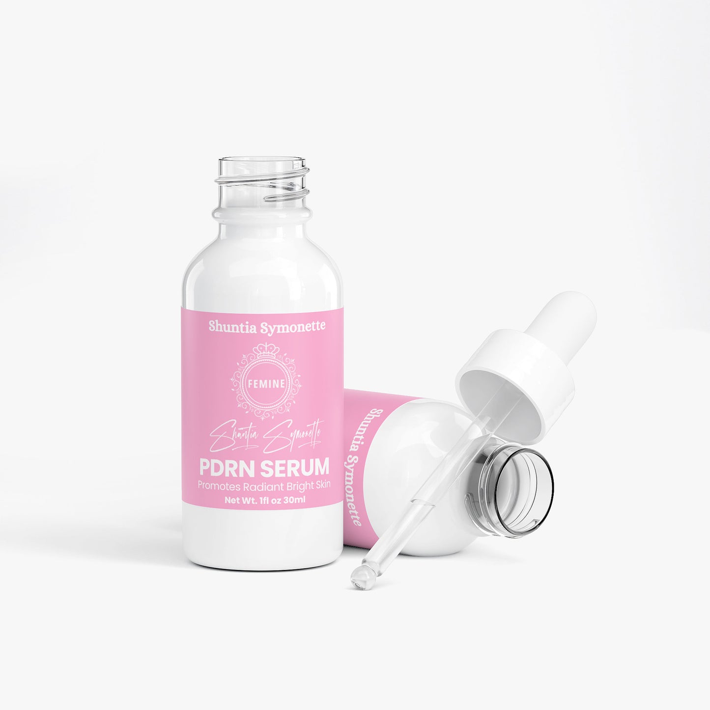 PDRN brightening serum formulated to support radiant glow, even skin tone, and luminous complexion. Lightweight skincare formula for daily beauty routine. By Shuntia Symonette 
