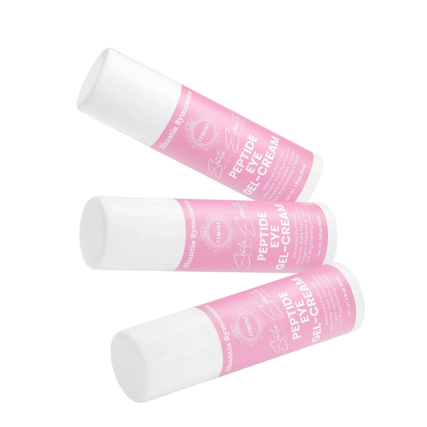 peptide eye gel cream with acetyl tetrapeptide-5 hyaluronic acid for puffiness fine lines dark circles hydration under eye treatment by Shuntia Symonette