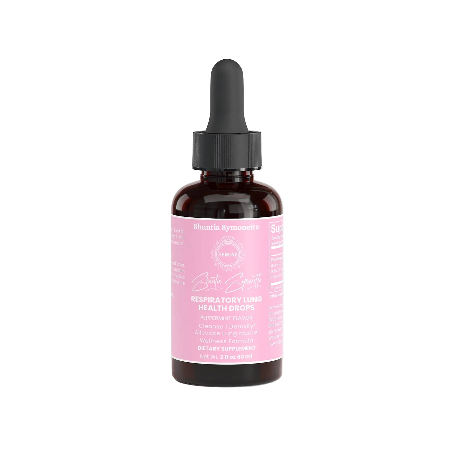respiratory lung health drops with menthol peppermint mullein oil orange peel lavender mct oil for breathing support airway wellness liquid supplement by Shuntia Symonette