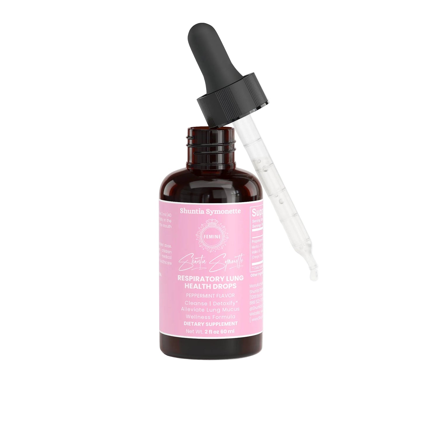 respiratory lung health drops with menthol peppermint mullein oil orange peel lavender mct oil for breathing support airway wellness liquid supplement by Shuntia Symonette