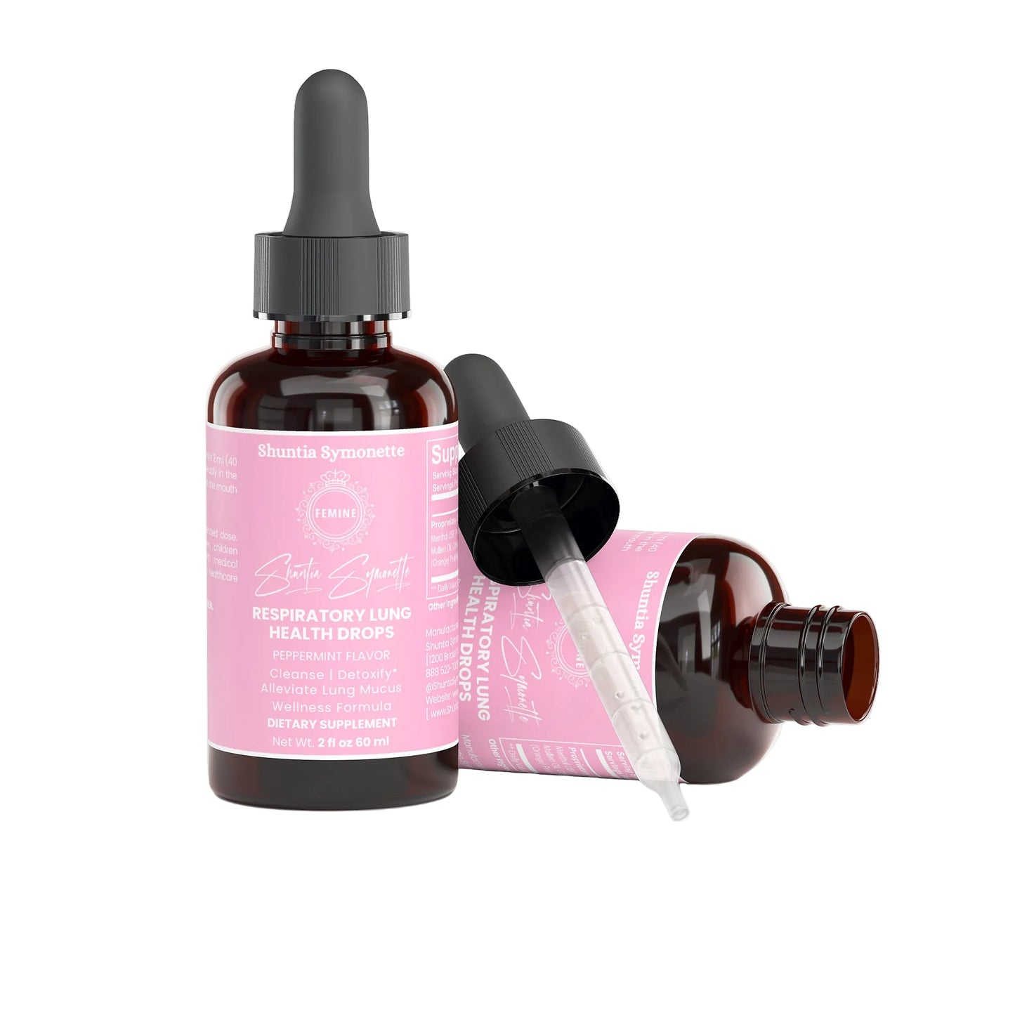 respiratory lung health drops with menthol peppermint mullein oil orange peel lavender mct oil for breathing support airway wellness liquid supplement by Shuntia Symonette