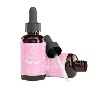 respiratory lung health drops with menthol peppermint mullein oil orange peel lavender mct oil for breathing support airway wellness liquid supplement by Shuntia Symonette