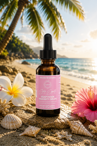 Adaptogen Immunity Drops designed to support immune wellness, daily balance, energy support, and overall health routines. Fast-absorbing wellness drops formulated with adaptogen support to help promote resilience, vitality, and everyday wellness for busy lifestyles. Convenient immune wellness support by Shuntia Symonette.