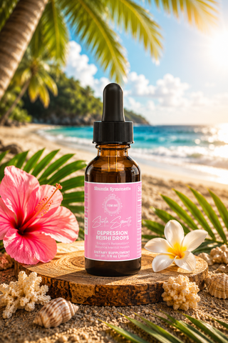 Reishi wellness drops designed to support relaxation, emotional balance, mood wellness, and everyday self-care routines. Fast-absorbing mushroom wellness formula created to help support calmness, mental clarity, and overall wellness for busy lifestyles. Convenient daily wellness support by Shuntia Symonette.