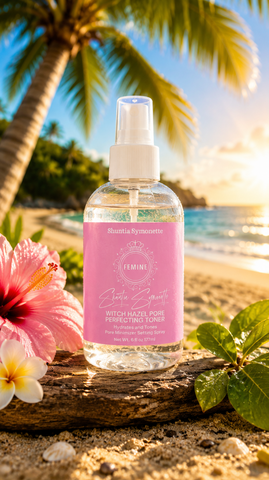 Witch Hazel Pore Toner designed to help refresh, tone, and improve the appearance of pores while supporting balanced, healthier-looking skin. Lightweight facial toner formulated to help remove excess oil, refine skin texture, and promote a clean, smooth, radiant complexion. Daily skincare wellness support by Shuntia Symonette