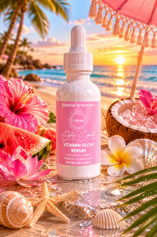 Vitamin Glow Serum designed to help brighten, hydrate, and improve the appearance of dull-looking skin for a radiant glow. Lightweight facial serum formulated to support smoother-looking skin, moisture balance, and daily skincare wellness. Glow-enhancing beauty serum for refreshed, healthy-looking skin by Shuntia Symonette