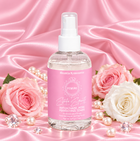 Witch Hazel Pore Toner designed to help refresh, tone, and improve the appearance of pores while supporting balanced, healthier-looking skin. Lightweight facial toner formulated to help remove excess oil, refine skin texture, and promote a clean, smooth, radiant complexion. Daily skincare wellness support by Shuntia Symonette