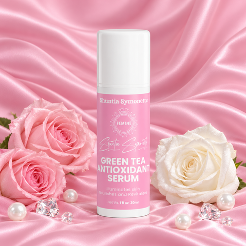 Green Tea Antioxidant Serum designed to help hydrate, nourish, and protect the appearance of skin with antioxidant skincare support. Lightweight facial serum formulated to support smoother-looking skin, radiant glow, moisture balance, and daily skincare wellness. Refreshing beauty serum for healthy-looking, vibrant skin by Shuntia Symonette.