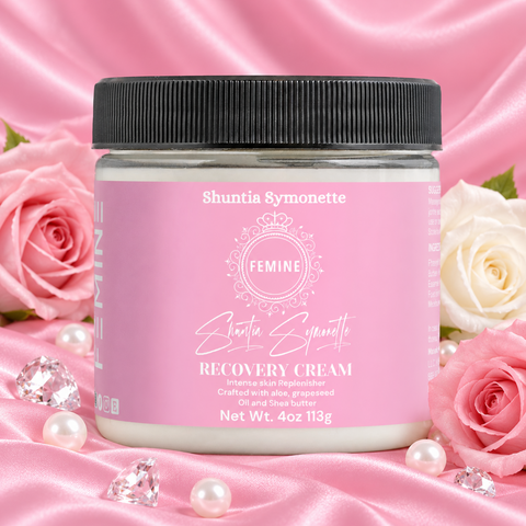 Recovery Face Cream designed to help hydrate, nourish, and restore the appearance of dry, stressed, and tired-looking skin. Advanced skincare moisturizer formulated to support smoother texture, moisture balance, skin softness, and daily beauty wellness. Nourishing facial cream for refreshed, healthy-looking radiant skin by Shuntia Symonette.