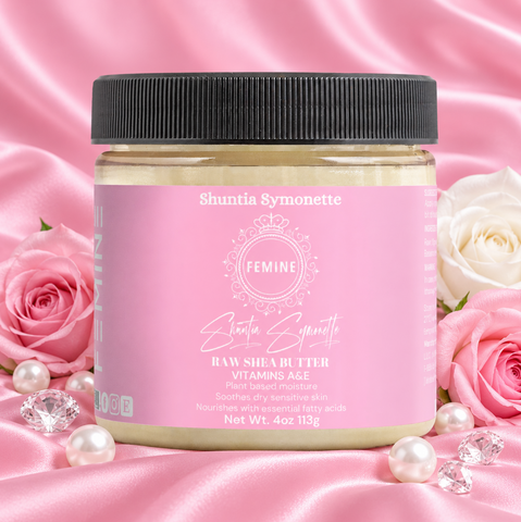 Raw Shea Butter Face Cream designed to help deeply moisturize, nourish, and soften dry-looking skin for a smooth, healthy glow. Rich skincare cream formulated to support hydration, moisture balance, skin softness, and daily beauty wellness. Nourishing facial moisturizer for radiant, healthier-looking skin by Shuntia Symonette.