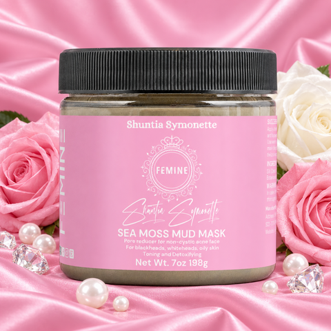 Sea Moss Face Mask designed to help hydrate, nourish, and refresh the appearance of dry, dull, and tired-looking skin. Mineral-rich skincare mask formulated to support smoother texture, radiant glow, moisture balance, and daily beauty wellness. Deep cleansing and hydrating facial mask for healthy-looking skin by Shuntia Symonette.