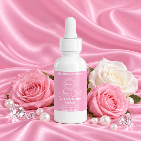 Vitamin Glow Serum designed to help brighten, hydrate, and improve the appearance of dull-looking skin for a radiant glow. Lightweight facial serum formulated to support smoother-looking skin, moisture balance, and daily skincare wellness. Glow-enhancing beauty serum for refreshed, healthy-looking skin by Shuntia Symonette