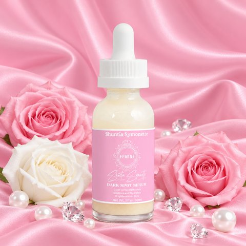 Dark Spot Serum designed to help improve the appearance of uneven skin tone, discoloration, blemishes, and dark spots for a brighter-looking complexion. Lightweight skincare serum formulated to support smoother texture, radiant skin, and daily beauty wellness. Advanced glow-enhancing facial serum by Shuntia Symonette