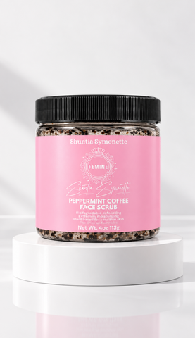 Peppermint Face Scrub designed to help exfoliate, cleanse, and refresh the appearance of dull-looking skin for a smoother, healthier-looking glow. Invigorating facial scrub formulated to help remove excess oil, dirt, and dead skin buildup while supporting soft, radiant skin texture. Cooling skincare wellness support by Shuntia Symonette.