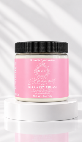 Recovery Face Cream designed to help hydrate, nourish, and restore the appearance of dry, stressed, and tired-looking skin. Advanced skincare moisturizer formulated to support smoother texture, moisture balance, skin softness, and daily beauty wellness. Nourishing facial cream for refreshed, healthy-looking radiant skin by Shuntia Symonette.