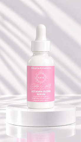 Vitamin Glow Serum designed to help brighten, hydrate, and improve the appearance of dull-looking skin for a radiant glow. Lightweight facial serum formulated to support smoother-looking skin, moisture balance, and daily skincare wellness. Glow-enhancing beauty serum for refreshed, healthy-looking skin by Shuntia Symonette