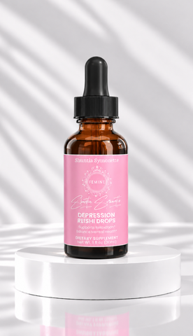 Reishi wellness drops designed to support relaxation, emotional balance, mood wellness, and everyday self-care routines. Fast-absorbing mushroom wellness formula created to help support calmness, mental clarity, and overall wellness for busy lifestyles. Convenient daily wellness support by Shuntia Symonette.
