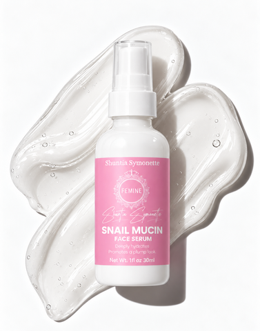 Snail Mucin Face Serum designed to help hydrate, smooth, and improve the appearance of dry, dull, and uneven-looking skin. Advanced skincare serum formulated to support moisture balance, skin elasticity, radiant glow, and healthier-looking texture. Lightweight beauty serum for soft, refreshed, youthful-looking skin by Shuntia Symonette