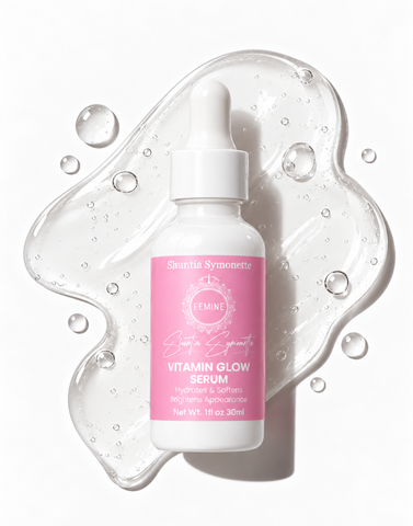 Vitamin Glow Serum designed to help brighten, hydrate, and improve the appearance of dull-looking skin for a radiant glow. Lightweight facial serum formulated to support smoother-looking skin, moisture balance, and daily skincare wellness. Glow-enhancing beauty serum for refreshed, healthy-looking skin by Shuntia Symonette