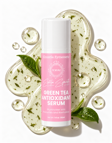 Green Tea Antioxidant Serum designed to help hydrate, nourish, and protect the appearance of skin with antioxidant skincare support. Lightweight facial serum formulated to support smoother-looking skin, radiant glow, moisture balance, and daily skincare wellness. Refreshing beauty serum for healthy-looking, vibrant skin by Shuntia Symonette.