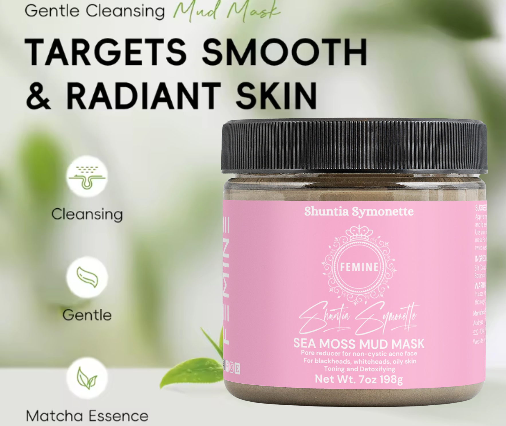 sea moss mud mask detox face mask sea moss skincare deep cleansing mask for pores acne treatment mask hydrating facial mask mineral rich skincare glowing skin face mask oil control mask blackhead removal mask natural beauty cosmetic face mask clear skin treatment by Shuntia Symonette