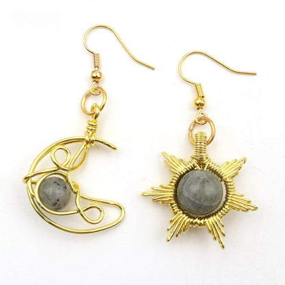 Asymmetric Sun Moon Earrings - Shuntia Symonette
