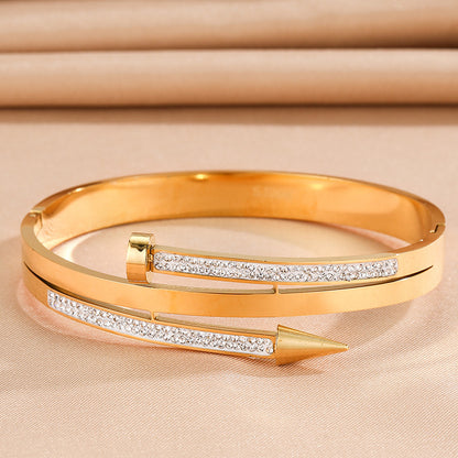 Stainless Steel Nail Rhinestone Bracelet - Shuntia Symonette