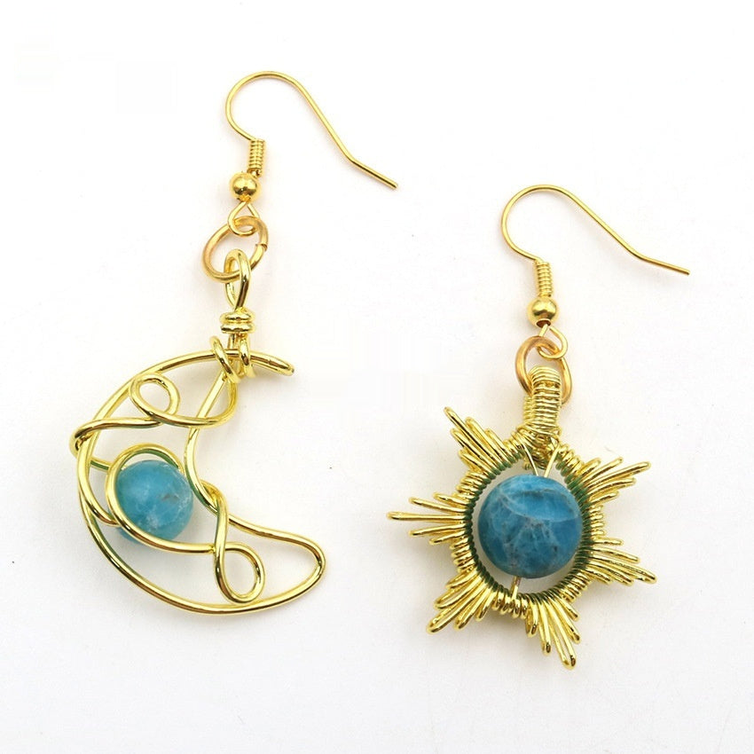 Asymmetric Sun Moon Earrings - Shuntia Symonette
