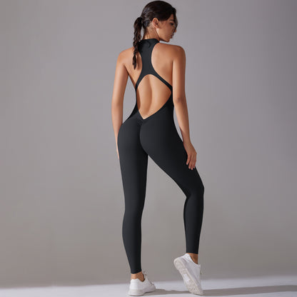 Solid Beauty-back Long Pants Jumpsuit Yoga Fitness Running Dance Slim Bodysuit Women Sports Clothing - Shuntia Symonette