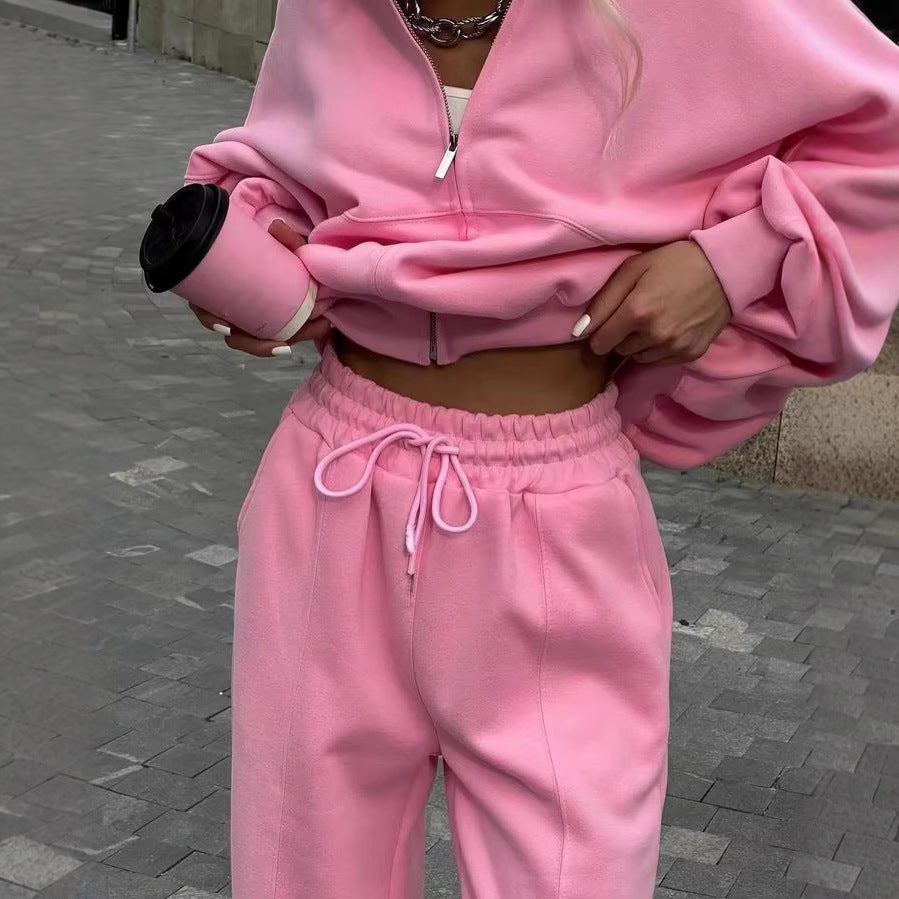 Fall Women's Clothing Zipper Casual Sweater Two piece Set - Shuntia Symonette