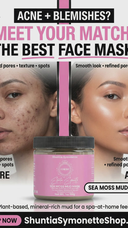 sea moss mud mask detox face mask sea moss skincare deep cleansing mask for pores acne treatment mask hydrating facial mask mineral rich skincare glowing skin face mask oil control mask blackhead removal mask natural beauty cosmetic face mask clear skin treatment by Shuntia Symonette